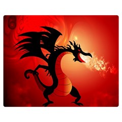 Funny, Cute Dragon With Fire Double Sided Flano Blanket (medium) 