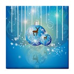 Wonderful Christmas Ball With Reindeer And Snowflakes Tile Coasters