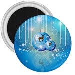 Wonderful Christmas Ball With Reindeer And Snowflakes 3  Magnets