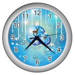 Wonderful Christmas Ball With Reindeer And Snowflakes Wall Clocks (Silver) 