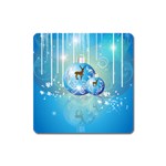 Wonderful Christmas Ball With Reindeer And Snowflakes Square Magnet