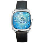 Wonderful Christmas Ball With Reindeer And Snowflakes Square Metal Watches