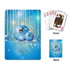 Wonderful Christmas Ball With Reindeer And Snowflakes Playing Card by FantasyWorld7