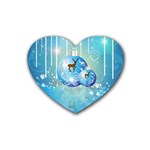 Wonderful Christmas Ball With Reindeer And Snowflakes Rubber Coaster (Heart) 