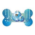 Wonderful Christmas Ball With Reindeer And Snowflakes Dog Tag Bone (One Side)