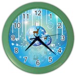 Wonderful Christmas Ball With Reindeer And Snowflakes Color Wall Clocks