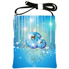 Wonderful Christmas Ball With Reindeer And Snowflakes Shoulder Sling Bags by FantasyWorld7