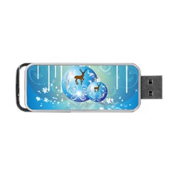 Wonderful Christmas Ball With Reindeer And Snowflakes Portable Usb Flash (two Sides) by FantasyWorld7