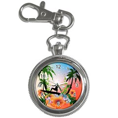 Tropical Design With Surfboarder Key Chain Watches by FantasyWorld7