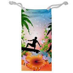 Tropical Design With Surfboarder Jewelry Bags by FantasyWorld7