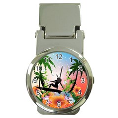 Tropical Design With Surfboarder Money Clip Watches by FantasyWorld7