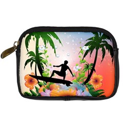 Tropical Design With Surfboarder Digital Camera Cases by FantasyWorld7