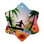 Tropical Design With Surfboarder Snowflake Ornament (2-Side) Front