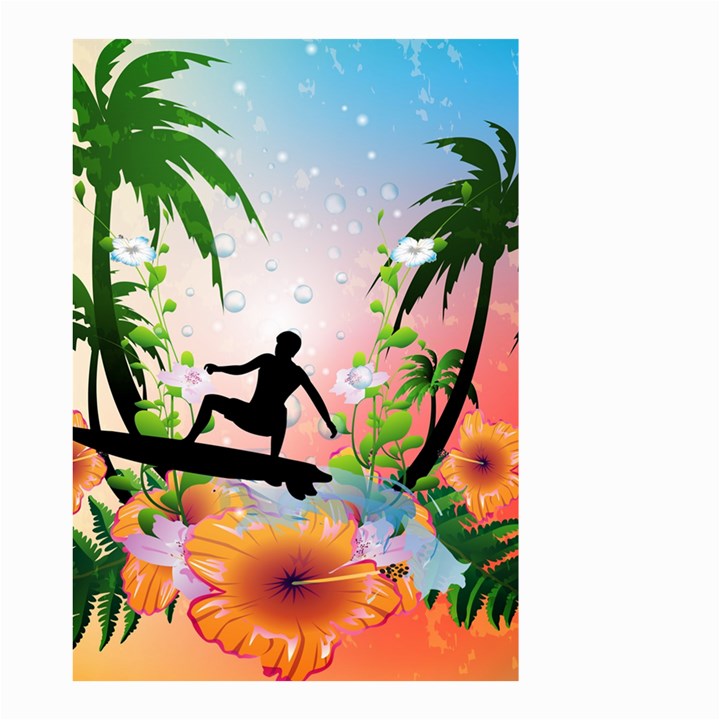 Tropical Design With Surfboarder Small Garden Flag (Two Sides)