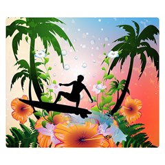 Tropical Design With Surfboarder Double Sided Flano Blanket (small)  by FantasyWorld7