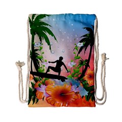 Tropical Design With Surfboarder Drawstring Bag (Small)