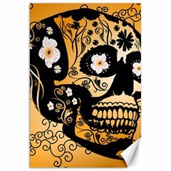 Sugar Skull In Black And Yellow Canvas 20  x 30  