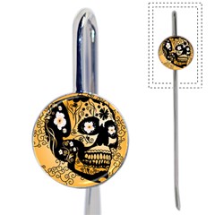 Sugar Skull In Black And Yellow Book Mark by FantasyWorld7