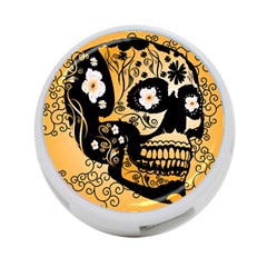 Sugar Skull In Black And Yellow 4-Port USB Hub (One Side)