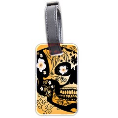 Sugar Skull In Black And Yellow Luggage Tags (Two Sides)