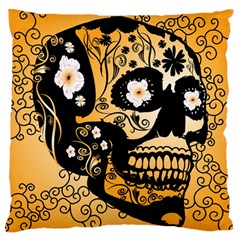 Sugar Skull In Black And Yellow Standard Flano Cushion Cases (One Side) 