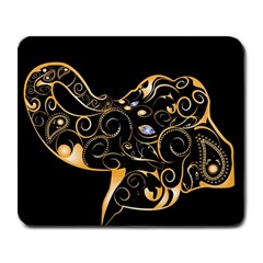 Beautiful Elephant Made Of Golden Floral Elements Large Mousepads by FantasyWorld7