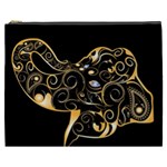 Beautiful Elephant Made Of Golden Floral Elements Cosmetic Bag (XXXL)  Front