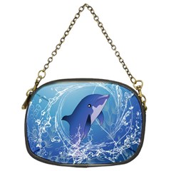 Cute Dolphin Jumping By A Circle Amde Of Water Chain Purses (two Sides)  by FantasyWorld7