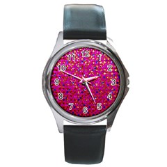 Polka Dot Sparkley Jewels 1 Round Metal Watches by MedusArt