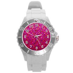 Polka Dot Sparkley Jewels 1 Round Plastic Sport Watch (l) by MedusArt