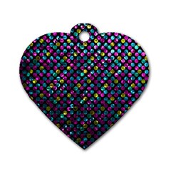 Polka Dot Sparkley Jewels 2 Dog Tag Heart (two Sides) by MedusArt