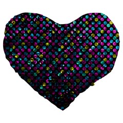 Polka Dot Sparkley Jewels 2 Large 19  Premium Heart Shape Cushions by MedusArt