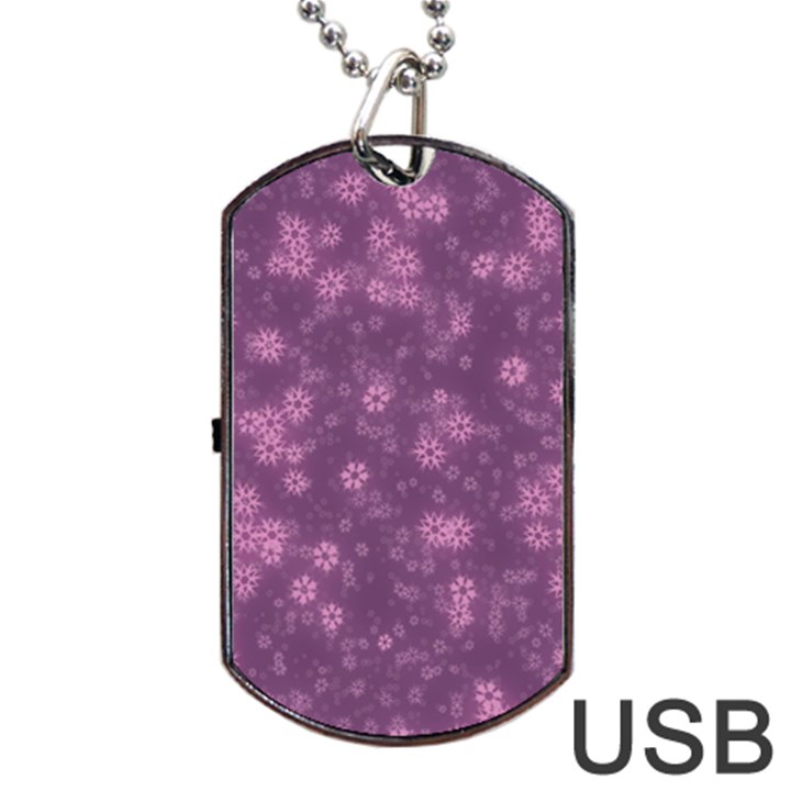 Snow Stars Lilac Dog Tag USB Flash (Two Sides) 