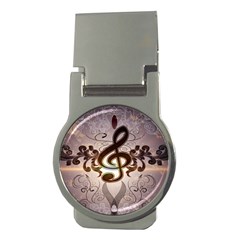 Music, Wonderful Clef With Floral Elements Money Clips (round)  by FantasyWorld7