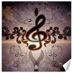 Music, Wonderful Clef With Floral Elements Canvas 20  X 20   by FantasyWorld7