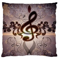 Music, Wonderful Clef With Floral Elements Large Cushion Cases (two Sides) 