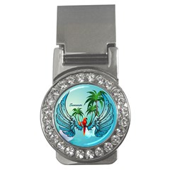 Summer Design With Cute Parrot And Palms Money Clips (cz) 