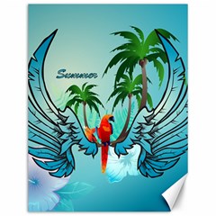 Summer Design With Cute Parrot And Palms Canvas 12  X 16  