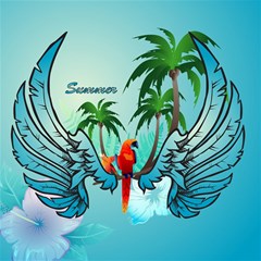 Summer Design With Cute Parrot And Palms Canvas 20  X 20  