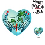 Summer Design With Cute Parrot And Palms Playing Cards 54 (Heart)  Front - Diamond9