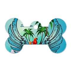 Summer Design With Cute Parrot And Palms Dog Tag Bone (two Sides)