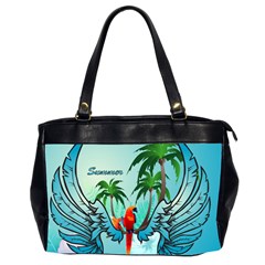 Summer Design With Cute Parrot And Palms Office Handbags (2 Sides) 