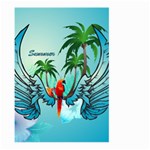 Summer Design With Cute Parrot And Palms Large Garden Flag (Two Sides) Front