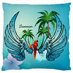 Summer Design With Cute Parrot And Palms Large Flano Cushion Cases (Two Sides)  Back