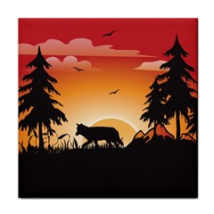 The Lonely Wolf In The Sunset Tile Coasters by FantasyWorld7