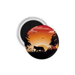 The Lonely Wolf In The Sunset 1 75  Magnets