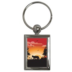 The Lonely Wolf In The Sunset Key Chains (rectangle) 