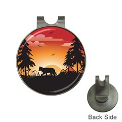The Lonely Wolf In The Sunset Hat Clips With Golf Markers