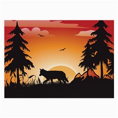 The Lonely Wolf In The Sunset Large Glasses Cloth (2-side)