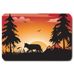 The Lonely Wolf In The Sunset Large Doormat 